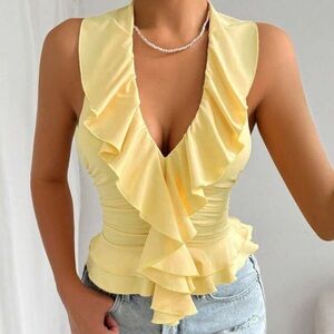 Ruffle front top